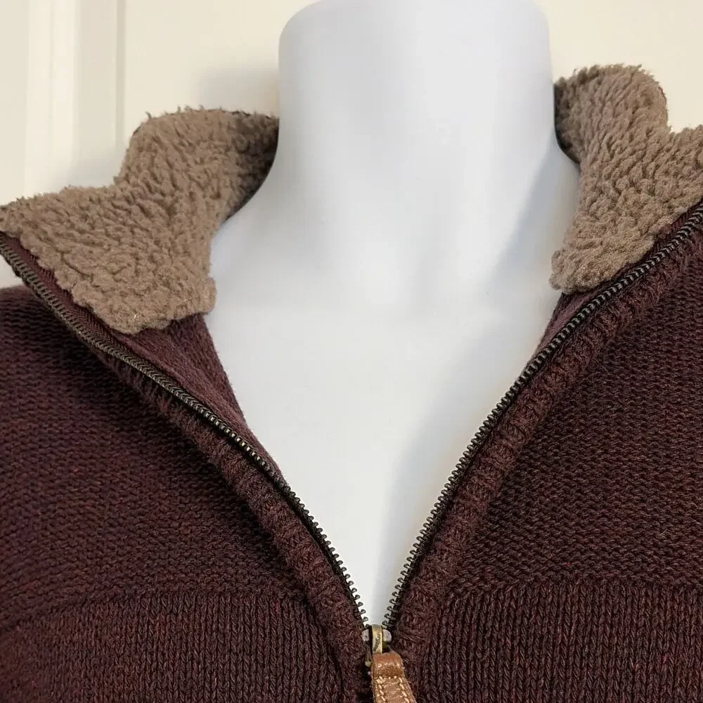 Oscar de la Renta Burgundy Knit Mock Neck 1/4 Zip Pullover Sweater Men's L